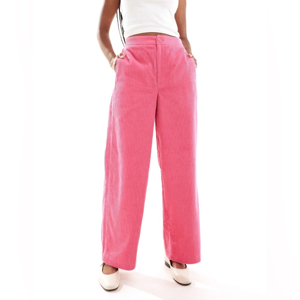 ASOS DESIGN cord barrel pants in pink - Picture 3 of 11